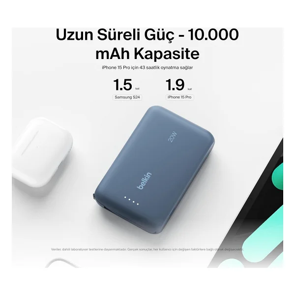 Belkin Boostcharge Power Bank, Entegre Kablolu Taşınabilir Şarj Cihazı 10k Pd 20w - USB-C Güç Dağıtımı, iPhone Power Bank iPhone 16 Serisi, iPad Pro, Galaxy S24 Ve Daha Fazlası İçin Hızlı Şarj - Görsel 5