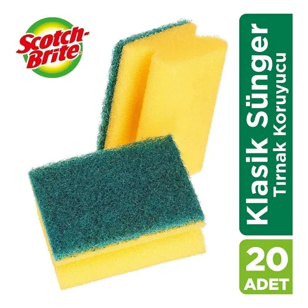 Scotch Brite Scotch-brite Yeşil Bul Süngeri 20'li- Tırnak Koruyuculu(5x4) - Görsel 2