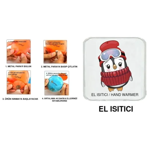 Bereli Penguen Cep Sobası,El Isıtıcı,Sıcak Su Torbası Pvc 10x9,5cm - Görsel 2