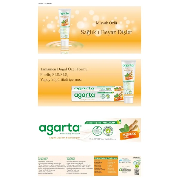 Agarta Doğal Misvak Özlü 100 ml Florürsüz Diş Macunu - Görsel 5