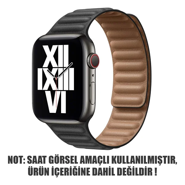 Microsonic Apple Watch Ultra Siyah Leather Link Kordon - Görsel 2