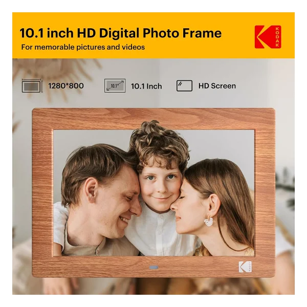 Kodak 10.1 Inc Ahsap Dijital Resim Cercevesi, Uzaktan Kumanda, Ips Ekran Hd - Görsel 2