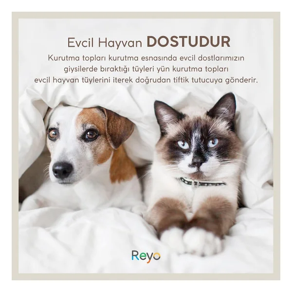 Reyo Yün Çamaşır Kurutma Makinası Topu 3 Adet XL %100 Organik Beyaz - Görsel 8