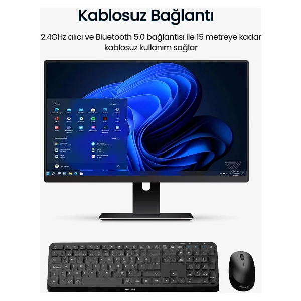 Philips Spt6407 Kablosuz Klavye Mouse Seti - Görsel 2