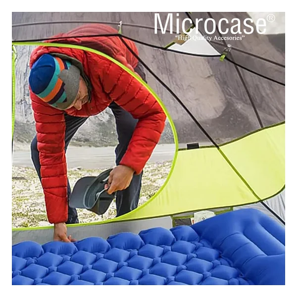 Microcase Su Geçirmez Pompasız Ayakla Şişen Tek Kişilik Katlanabilir Şişme Outdoor Kamp Yatağı AL4525 - Görsel 4