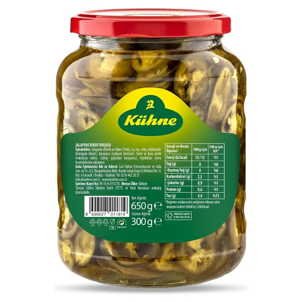 Kühne Jalapeno 650 gr Dilimli Biber Turşusu - Görsel 2