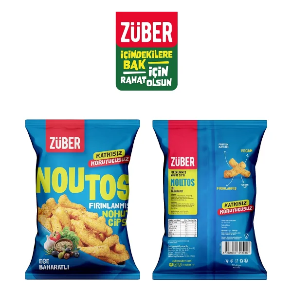 Züber Noutos Ege Baharatlı Fırınlanmış Nohut Cipsi 55 gr 15'li - Görsel 5
