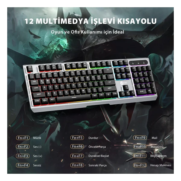 Lenovo Lecoo KB121 RGB Kablolu Oyuncu Klavyesi - Görsel 2