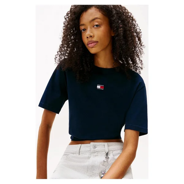 Tommy Hilfiger Jeans Boxy Badge DW0DW22202 Kısa Kollu Bisiklet Yaka Kadın Tişört - Görsel 8