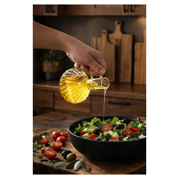 Porsima 415 2li Standlı Mantar Kapaklı Borosilikat Cam Yağlık Sirkelik Yağdanlık 250+250ML - 2 li - Görsel 2