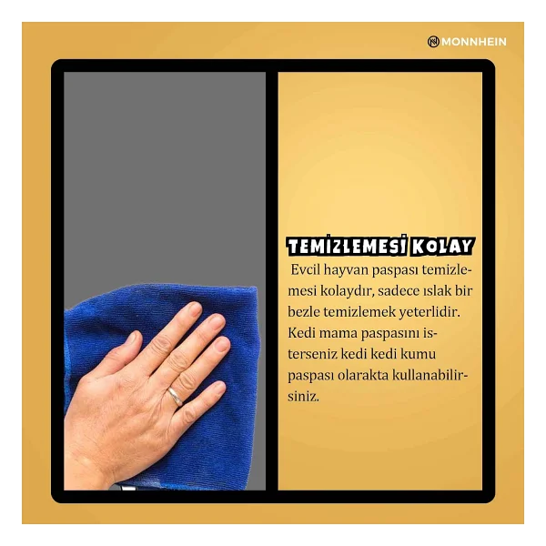 Monnhein Mama ve Su Evcil Hayvan Beslenme Matı, Kolay Temizlenen Emici Su Geçirmez Kumaş, Küçük Orta Boy ve Büyük Kedi ve Köpekler için Dayanıklı Köpek Kedi Paspas (40x60, Gri Kediler Balık) - Görsel 4