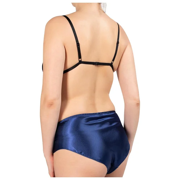 Miorre Dolgusuz Saten Bralet Takım Gece Mavisi S-M - Görsel 6