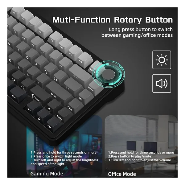 Attack Shark X85 RGB ingilizce Kablolu/Kablosuz Mekanik Oyuncu Klavyesi - Görsel 7