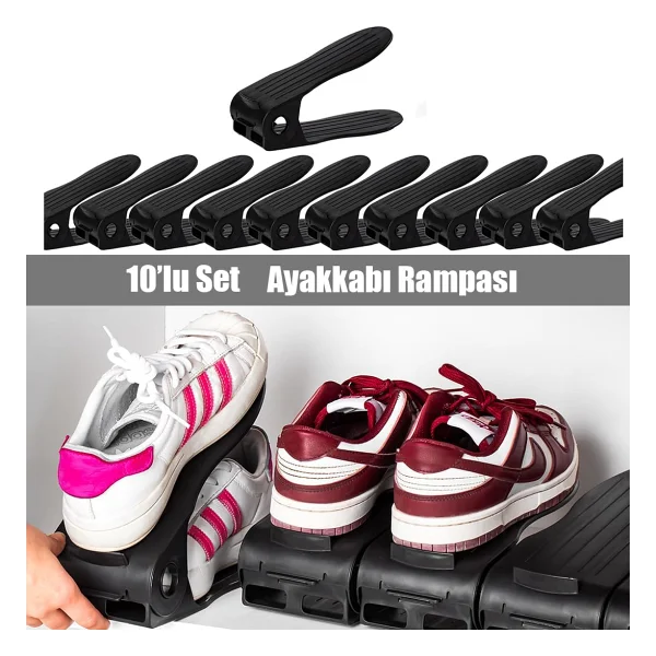 Porsima Org -201 10 Lu Ayakkabi Rampasi Ayakkabi Duzenleyici Dolap Ici Organizer- Siyah - Görsel 2