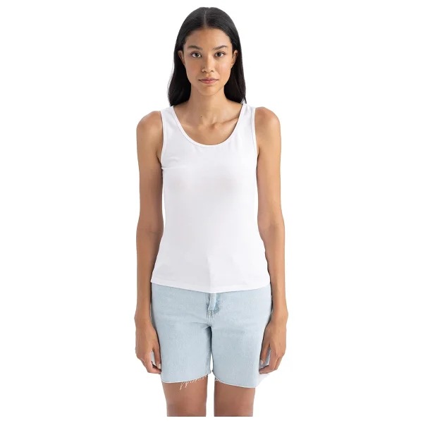 DeFacto Kadın Slim Fit Yuvarlak Yaka Atlet, Açık Mavi, S - Görsel 8