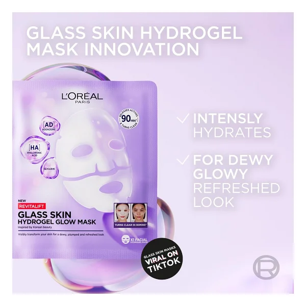 L 'oreal Paris Revitalift Glassy Skin Cam Cilt Görünümü Etkili Şeffaflaşan Işıltı & Nem Veren Hidrojel Yüz Maskesi - Görsel 5