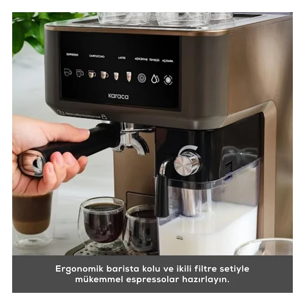 Karaca MyCaffe Barista S10 Walnut Brown Yarı Otomatik Espresso Makinesi - Görsel 6