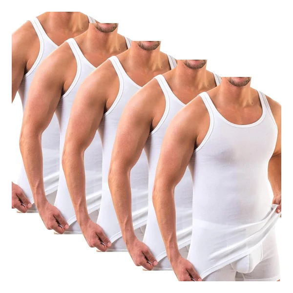 Anthony Jackson 5'li Kutu Premium Ribana Erkek Atlet Sezar Ekstra Uzun- Taranmış İnce Fitilli Organik Pamuk (Beyaz, 4xl) - Görsel 4