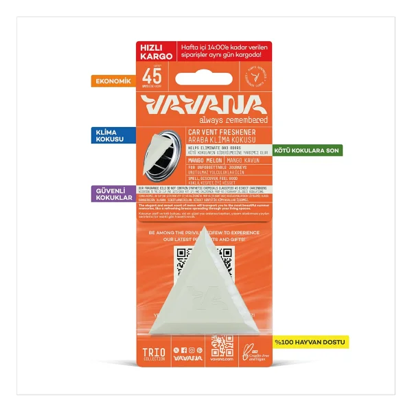 Vavana Trio Mango Kavun Aromalı Klima Araba Kokusu - Görsel 4