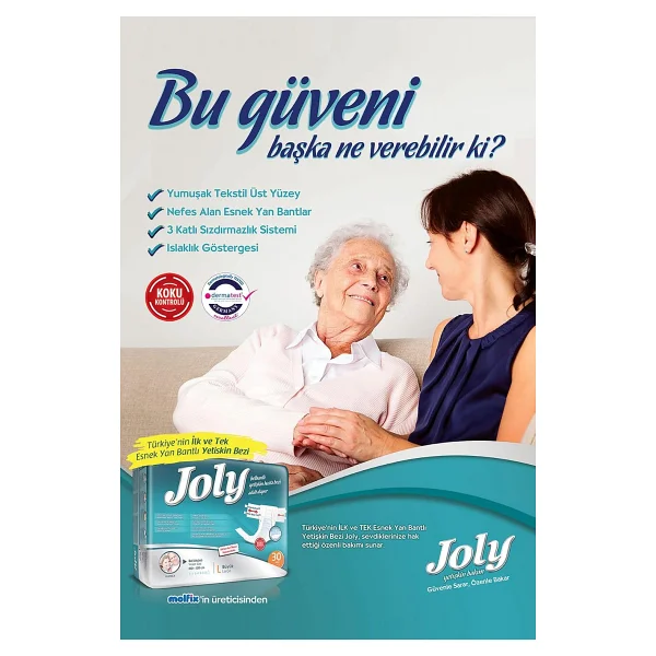 Joly Esnek Bel Bantlı Yetişkin Hasta Bezi Medium 30Lu 4 Paket 120 Adet - Görsel 4