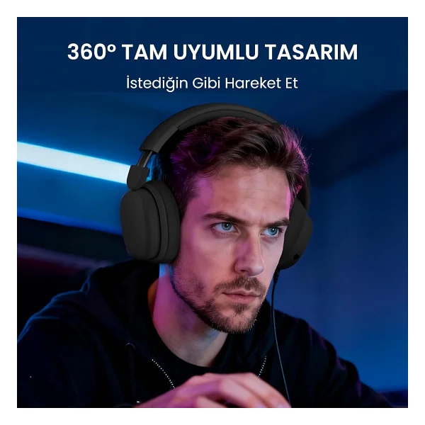 Aula G7 Pro Siyah RGB Kablolu/Kablosuz Kulak Üstü Oyuncu Kulaklığı - Görsel 5