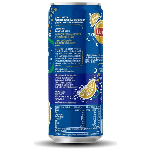 Lipton Ice Tea Sparkling Lemon Yuzu 330 Ml - Görsel 3