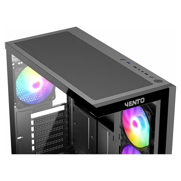 Vento VG4202FL 750W 80+ BR GEN5 4x12CM RGB Fan E-ATX Temperli Cam 2xUSB2.0/1xUSB3.0 Siyah Gaming Kasa - Görsel 4