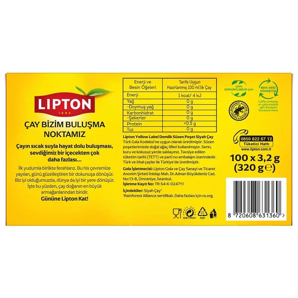 Lipton Yellow Label Demlik Poşet Çay, 100'lü, 320g - Görsel 9