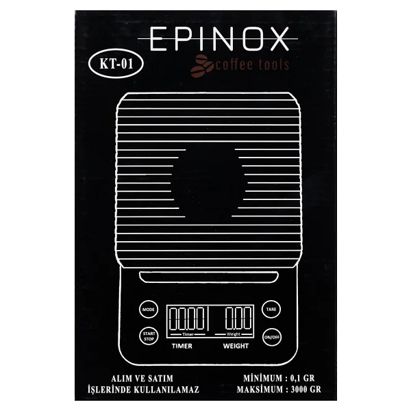 EPINOX BETHJIAM Hassas Kahve Tartısı, Mutfak Tartısı - Hassaslık: 0.1 gr. / Max: 3 kg - Zamanlayıcılı Dijital Tartı, Terazi, Çok Renkli - Görsel 5