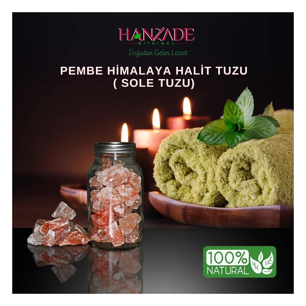Hanzade Bitkisel Halit Tuz Sole Tuzu 500 Gr Şeffaf Berrak Kristal Pembe Himalaya Halit Sole Tuzu - Görsel 4