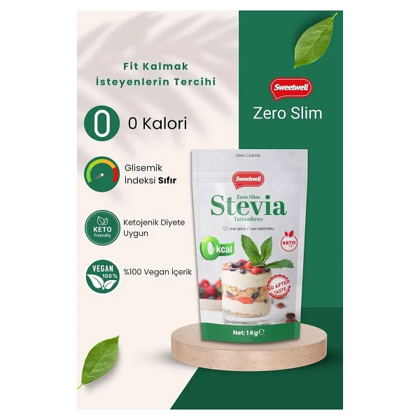 Sweetwell Zero Slim Stevia Eritritol Tatlandırıcı 1 kg - Görsel 6