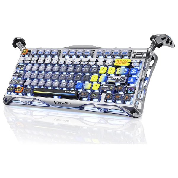 Gravastar Mercury K1 Pro Cyberpunk RGB %75 Tkl X Kailh Switch Kablolu/Kablosuz Mekanik Oyuncu Klavyesi - Görsel 10