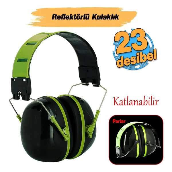 Reflektörlü Reflektif Manşonlu Kulaklık Gürültü Önleme 25 Db Ses Koruma Kulak İşitme Koruyucu - Görsel 2