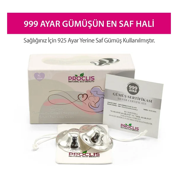 proclis natural eco beauty Koruyucu Gümüş Göğüs Ucu Kapakları, 999 Ayar Parlatılmış Gümüş Göğüs Ucu Koruma Kapakları, Gümüş Meme Kapağı, Göğüs Ucu Koruyucular (X-Large) - Görsel 4