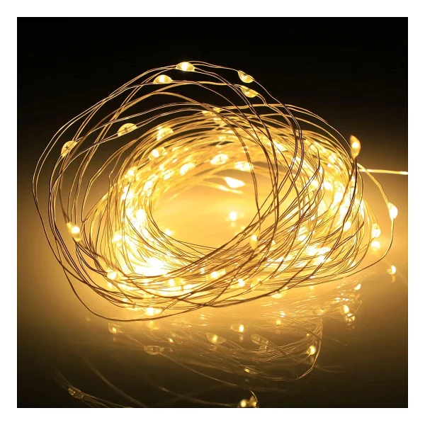 Robeve Peri LED Metre Gün Işığı Sarı Renkli Pilli Dekoratif Aydınlatma Süsleme Parti Sarı LED Işık Yılbaşı LED Işık Süsleme Dekorasyon Işığı Şerit Aydınlatma LED (Günışığı, 5) - Görsel 9