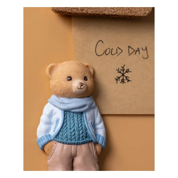 Madame Coco Voir Bear Magnet - Bej/Mavi - 4x8 cm - Görsel 4