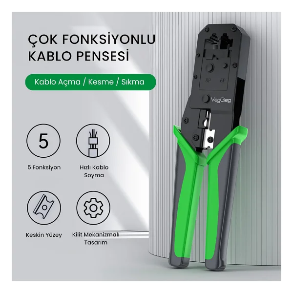 Veggieg Rj45 Ethernet Rj11 Telefon Soket Jack Sıkma Pensesi - Görsel 2