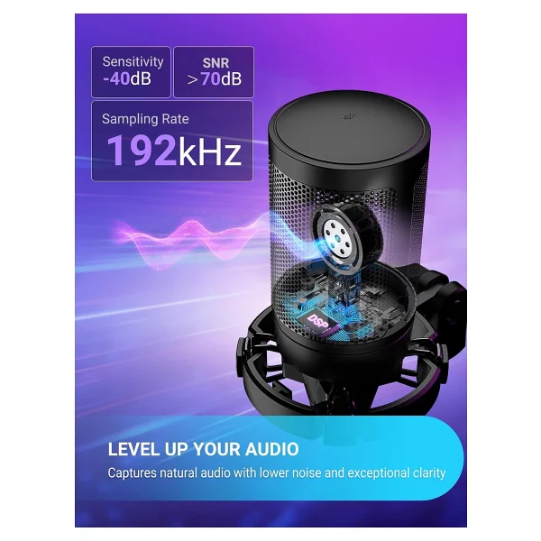 Fifine Ampligame A6v Siyah RGB USB Yayıncı Mikrofonu - Görsel 3