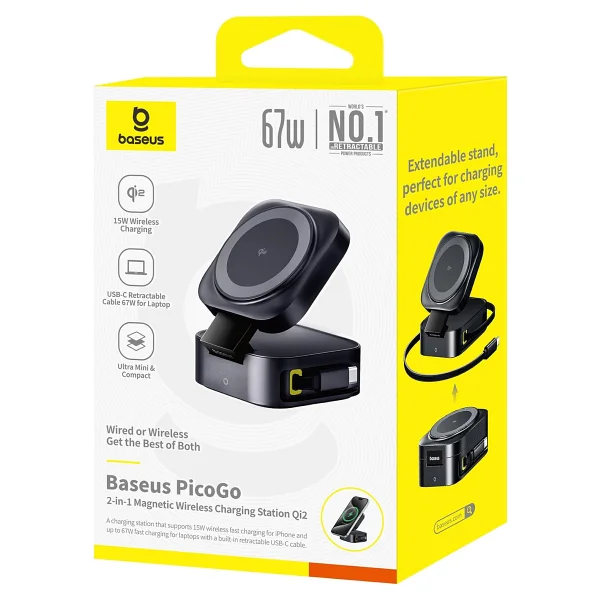 Baseus Picogo 2in1 67 W Magsafe Kablosuz Hızlı Şarj Aleti - Görsel 7
