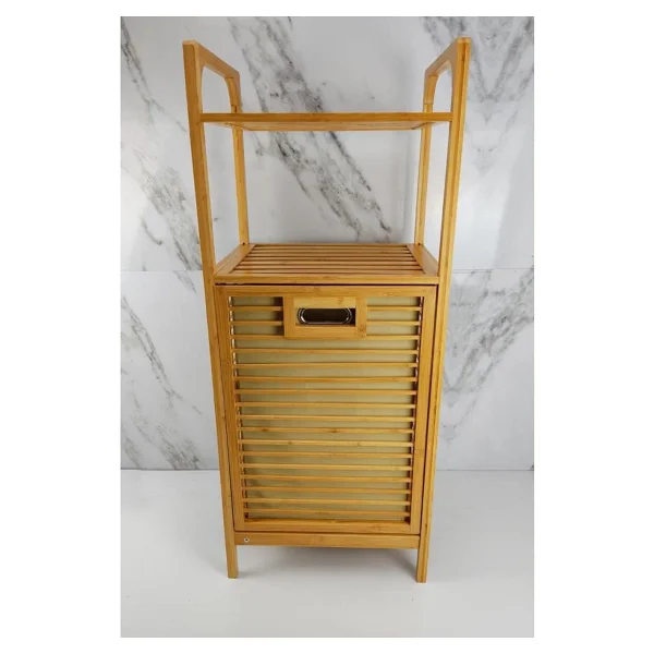 Digithome Bambu Kirli Sepetli 2 Raflı Çok Amaçlı Banyo Düzenleyici Çamaşır Sepeti Organizer Db-0001 - Görsel 8