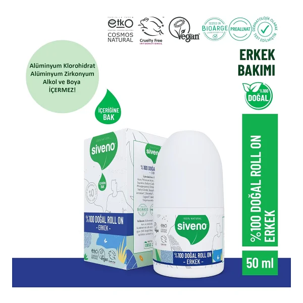 Siveno %100 Doğal 50 Ml Erkek Roll-On Deodorant - Görsel 2