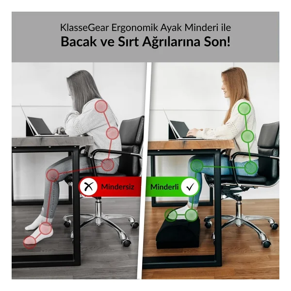 Klasse Ergonomik Visco Ayak Minderi, Oyun Koltuğu Ve Ofis Koltuğu İçin Anti Alerjen Ayak Yastığı, Ayak Koyma Yeri Taburesi, Çok Amaçlı Rahatlatıcı Yarım Silindir İki Parça Masa Altı Ayak Desteği - Görsel 6