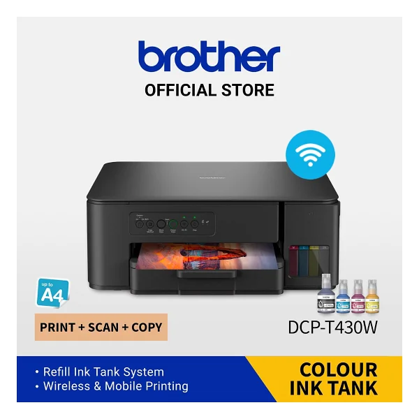 Brother Dcp-T430w Wi-Fi + Tarayıcı + Fotokopi Renkli Çok Fonksiyonlu Tanklı Mürekkep Püskürtmeli Yazıcı - Görsel 2