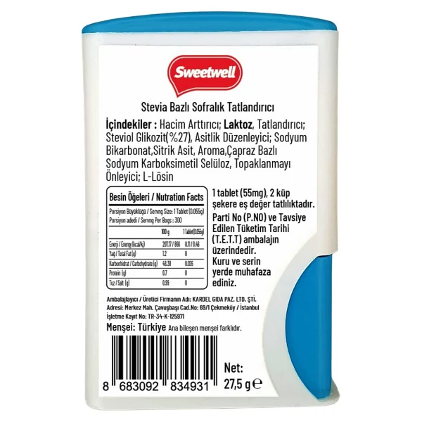 Sweetwell Stevia Sıfır Kalori Tatlandırıcı 500 Tablet - Görsel 2
