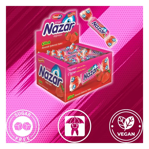 Nazar 100'lü Çilek Aromalı Sakız - Görsel 3
