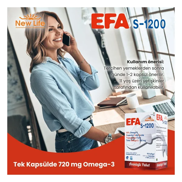 New Life Efa S-1200 Omega 3 Balık Yağı 90 Kapsül - Görsel 8