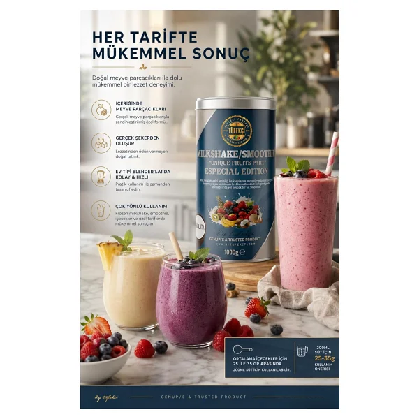 By Tüfekçi Mango 1000 gr Milkshake ve Smoothie İçecek Tozu - Görsel 5