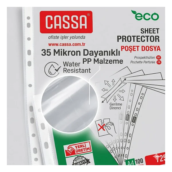 Cassa Eco 30 Mikron 100'lü A4 Poşet Dosya - Görsel 3