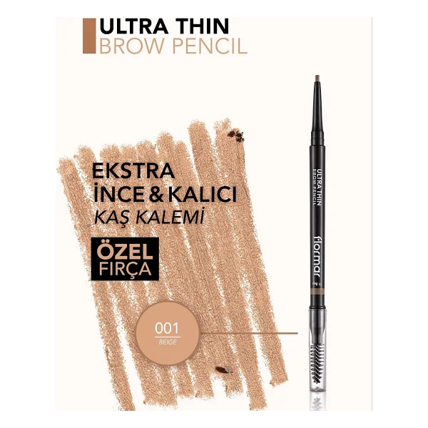 Flormar Ultra Thin Brow Pencil 01 Beige Kaş Kalemi - Görsel 4