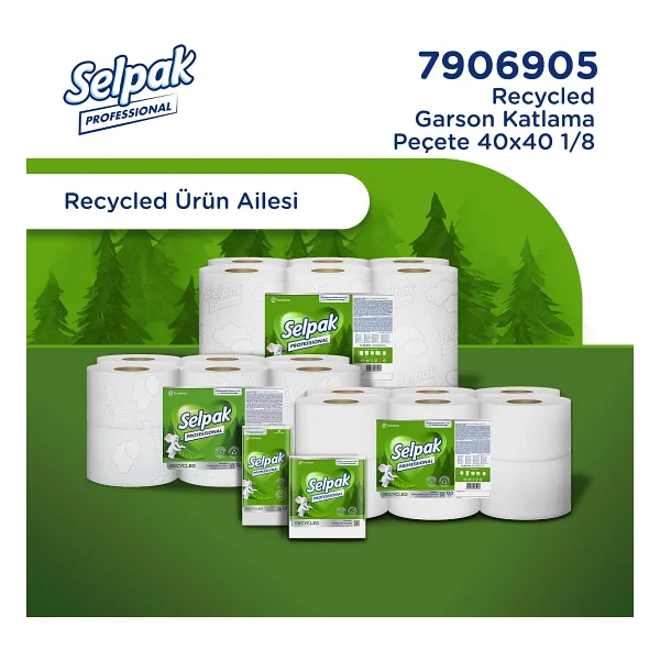 Selpak Professional Recycled Garson Katlama Peçete 50 Yaprak 40x40 1/8, 20'li - Görsel 2